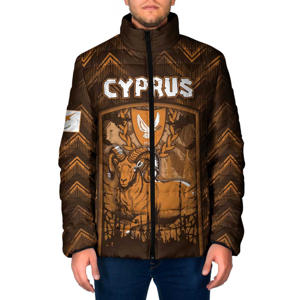 Personalized Cyprus Padded Jacket The Cypriot Mouflon With Coat Of Arms - Wonder Print Shop