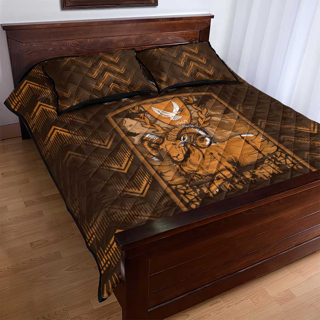 Cyprus Quilt Bed Set The Cypriot Mouflon With Coat Of Arms - Wonder Print Shop
