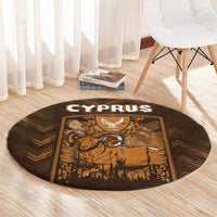 Cyprus Round Carpet The Cypriot Mouflon With Coat Of Arms - Wonder Print Shop