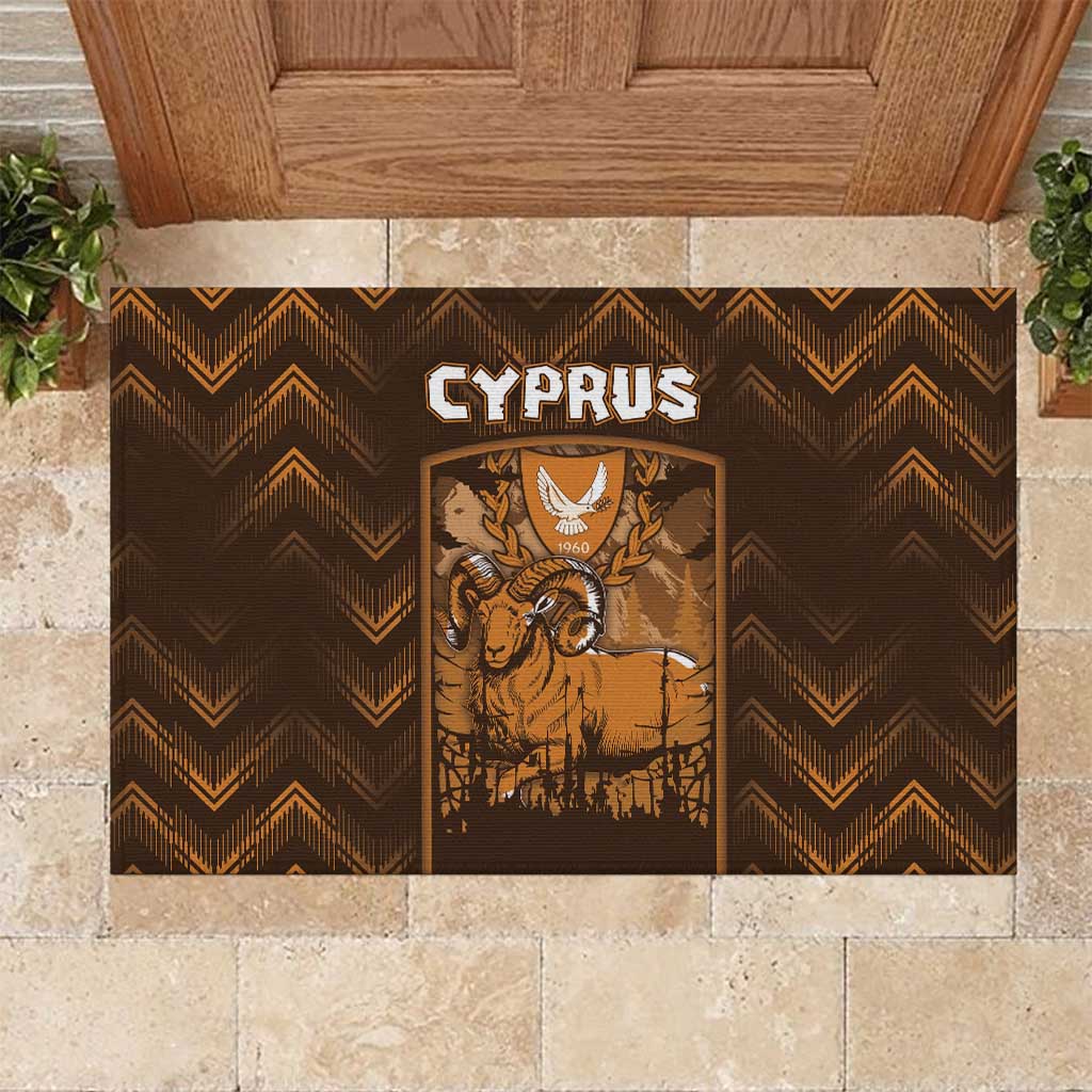 Cyprus Rubber Doormat The Cypriot Mouflon With Coat Of Arms - Wonder Print Shop