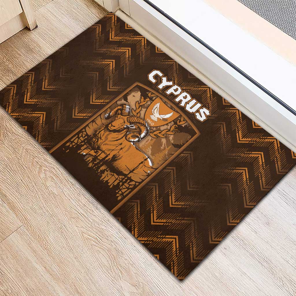 Cyprus Rubber Doormat The Cypriot Mouflon With Coat Of Arms - Wonder Print Shop