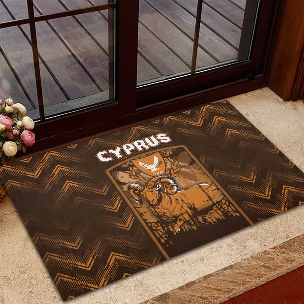 Cyprus Rubber Doormat The Cypriot Mouflon With Coat Of Arms - Wonder Print Shop