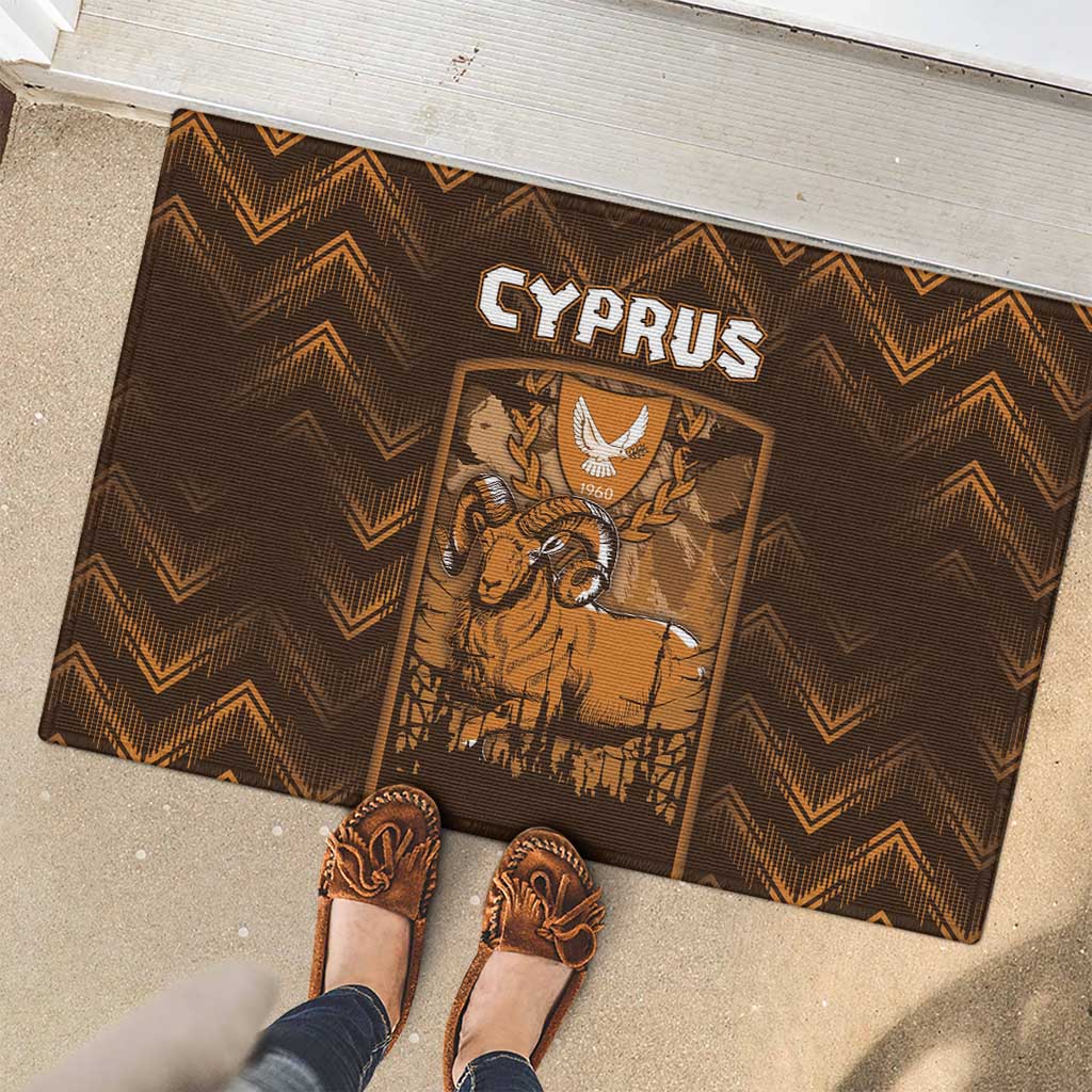 Cyprus Rubber Doormat The Cypriot Mouflon With Coat Of Arms - Wonder Print Shop