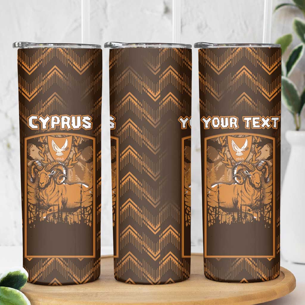 Personalized Cyprus Skinny Tumbler The Cypriot Mouflon With Coat Of Arms - Wonder Print Shop