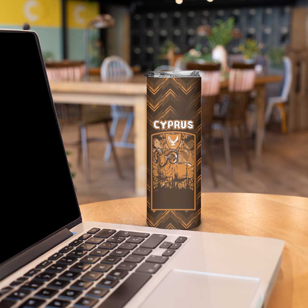 Personalized Cyprus Skinny Tumbler The Cypriot Mouflon With Coat Of Arms - Wonder Print Shop