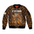 Personalized Cyprus Sleeve Zip Bomber Jacket The Cypriot Mouflon With Coat Of Arms - Wonder Print Shop