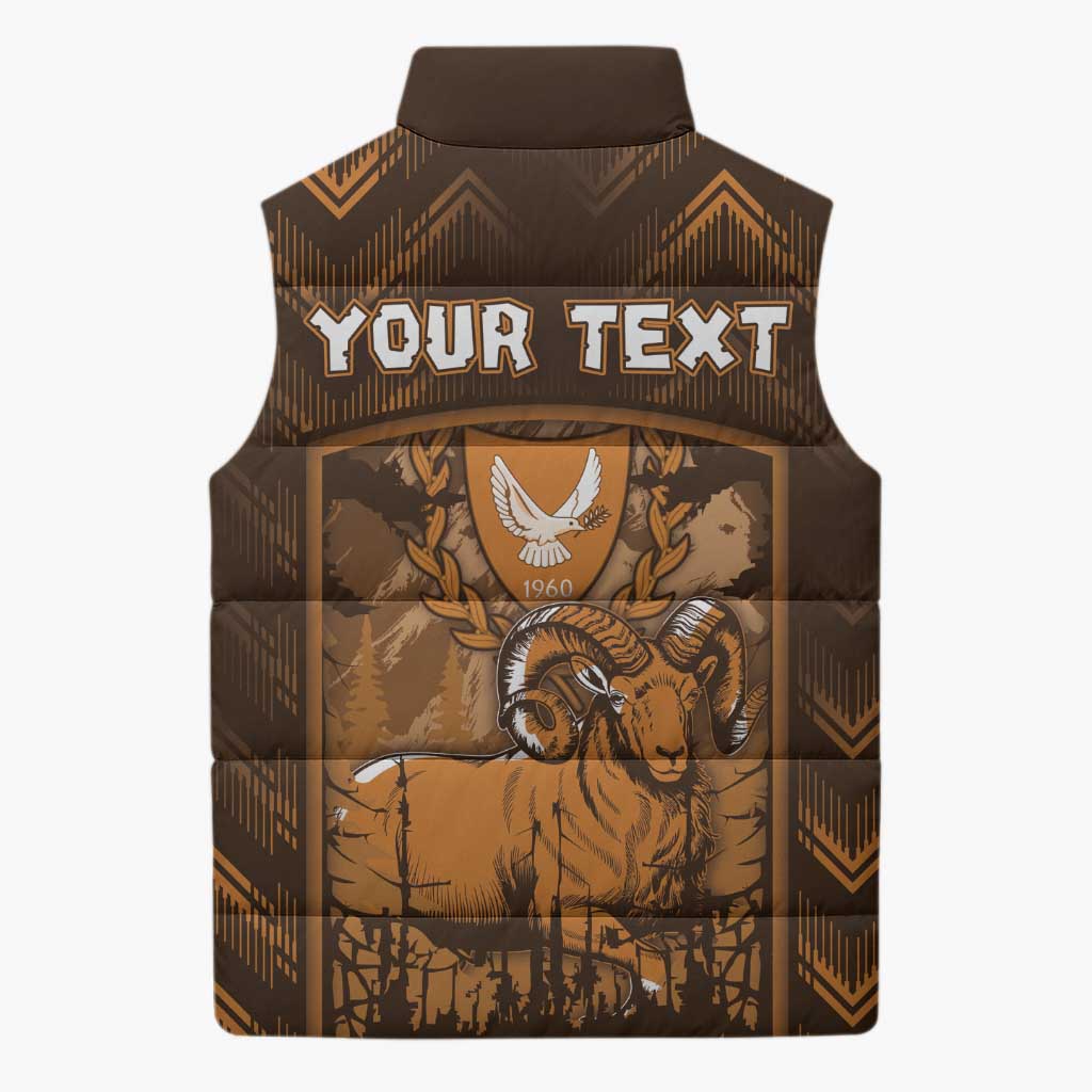 Personalized Cyprus Sleeveless Puffer Jacket The Cypriot Mouflon With Coat Of Arms - Wonder Print Shop