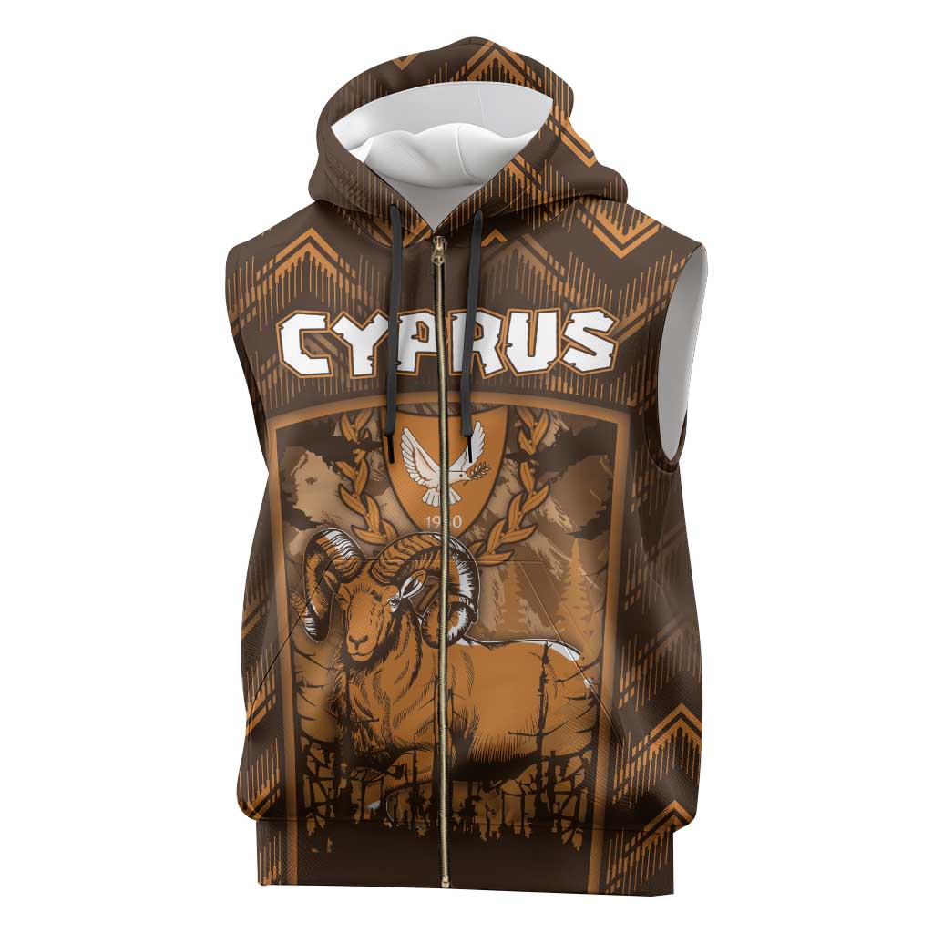 Personalized Cyprus Sleeveless Zip Hoodie The Cypriot Mouflon With Coat Of Arms - Wonder Print Shop