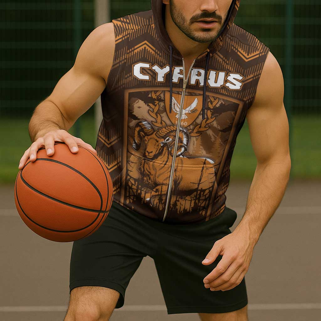 Personalized Cyprus Sleeveless Zip Hoodie The Cypriot Mouflon With Coat Of Arms - Wonder Print Shop
