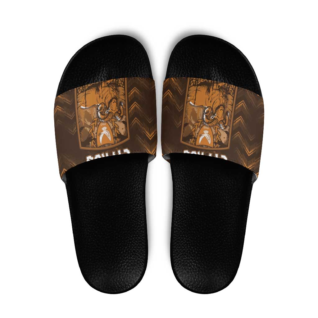 Cyprus Slide Sandals The Cypriot Mouflon With Coat Of Arms - Wonder Print Shop
