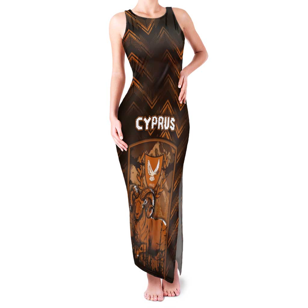 Personalized Cyprus Tank Maxi Dress The Cypriot Mouflon With Coat Of Arms - Wonder Print Shop