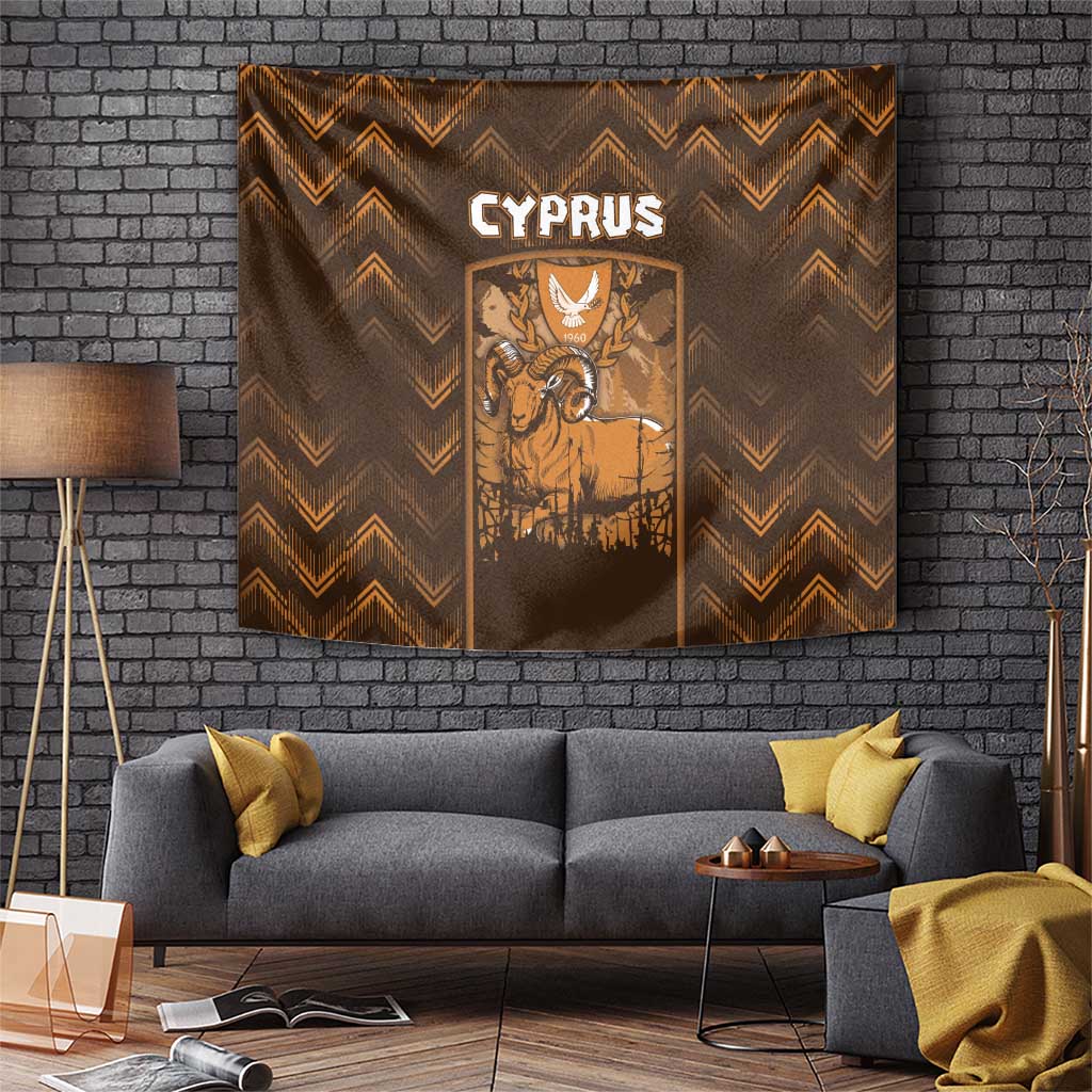 Cyprus Tapestry The Cypriot Mouflon With Coat Of Arms - Wonder Print Shop