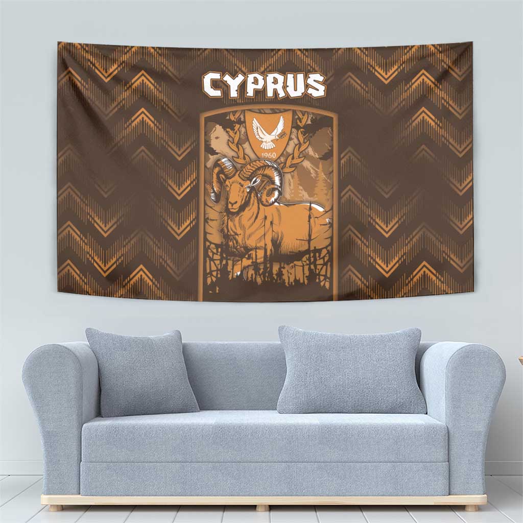 Cyprus Tapestry The Cypriot Mouflon With Coat Of Arms - Wonder Print Shop