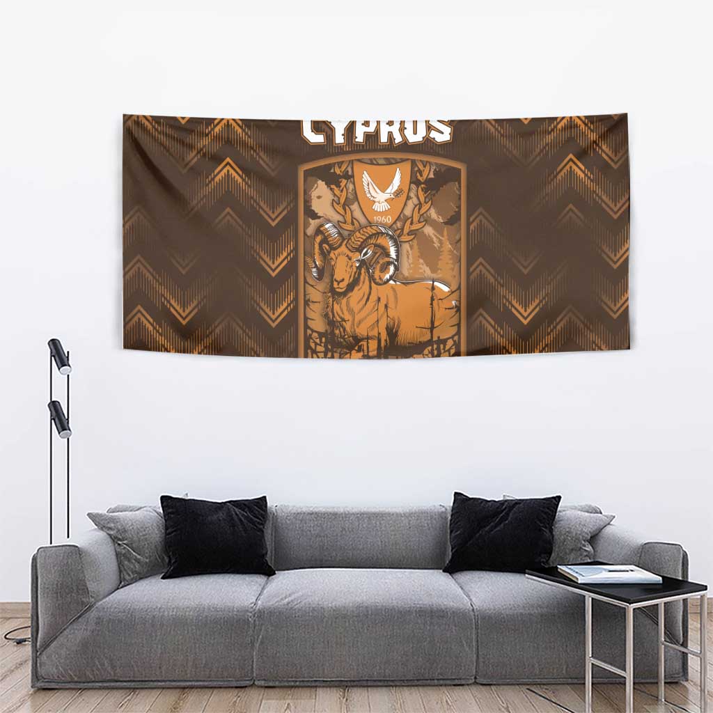 Cyprus Tapestry The Cypriot Mouflon With Coat Of Arms - Wonder Print Shop