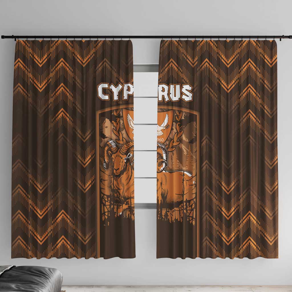 Cyprus Window Curtain The Cypriot Mouflon With Coat Of Arms - Wonder Print Shop