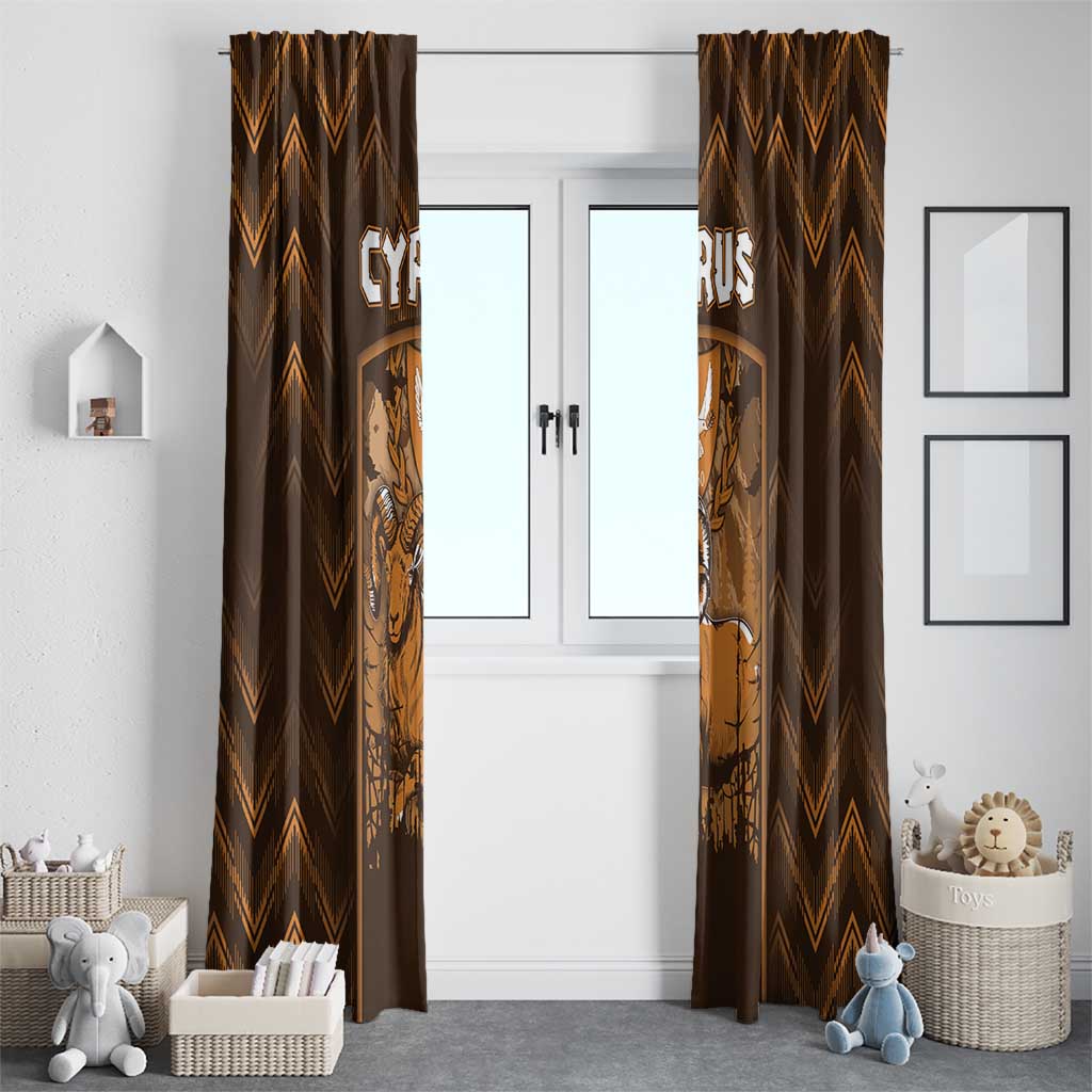 Cyprus Window Curtain The Cypriot Mouflon With Coat Of Arms - Wonder Print Shop