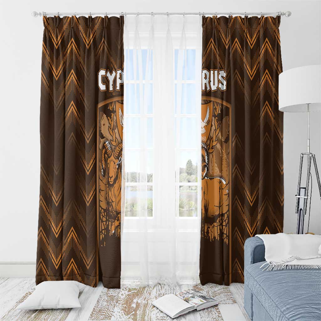 Cyprus Window Curtain The Cypriot Mouflon With Coat Of Arms - Wonder Print Shop
