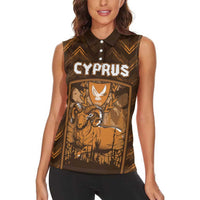 Personalized Cyprus Women Sleeveless Polo Shirt The Cypriot Mouflon With Coat Of Arms - Wonder Print Shop