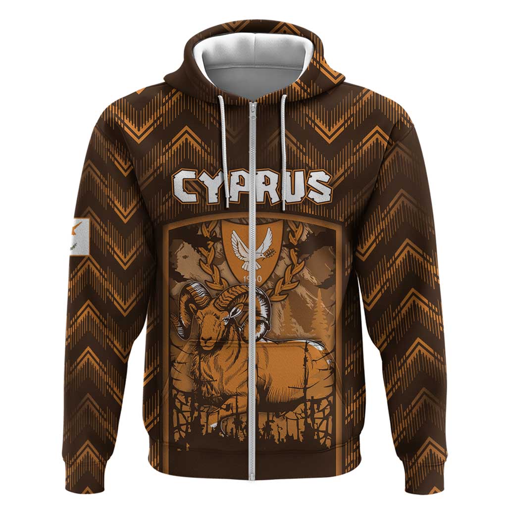 Personalized Cyprus Zip Hoodie The Cypriot Mouflon With Coat Of Arms - Wonder Print Shop