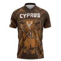 Personalized Cyprus Zipper Polo Shirt The Cypriot Mouflon With Coat Of Arms - Wonder Print Shop