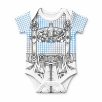 Oktoberfest Lederhosen Costume Baby Onesie Linocut Woodcut White Style