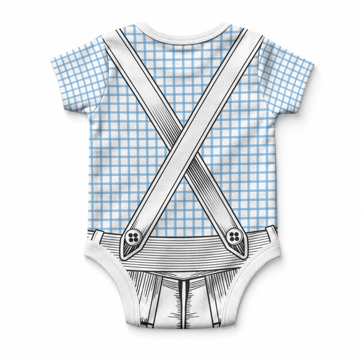 Oktoberfest Lederhosen Costume Baby Onesie Linocut Woodcut White Style