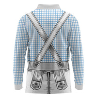 Oktoberfest Lederhosen Costume Long Sleeve Polo Shirt Linocut Woodcut White Style