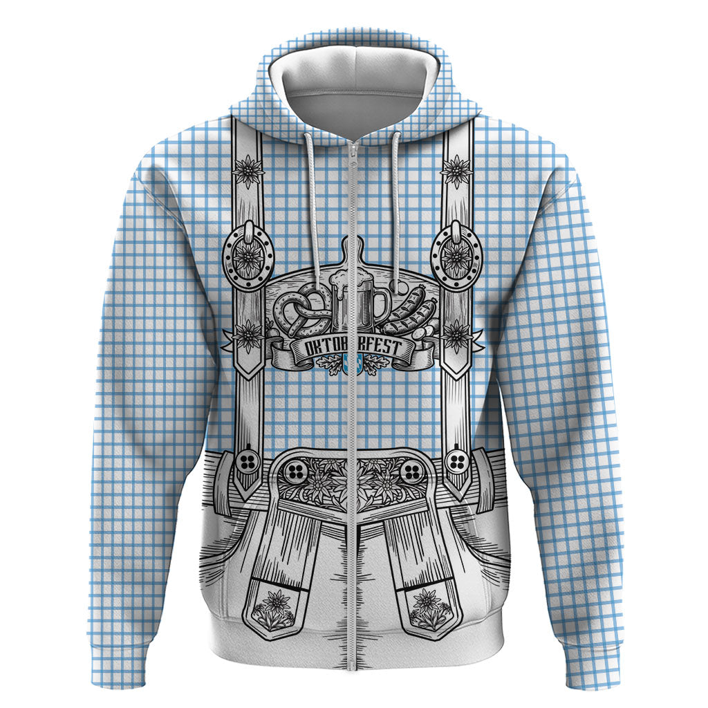 Oktoberfest Lederhosen Costume Zip Hoodie Linocut Woodcut White Style
