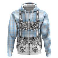 Oktoberfest Lederhosen Costume Zip Hoodie Linocut Woodcut White Style