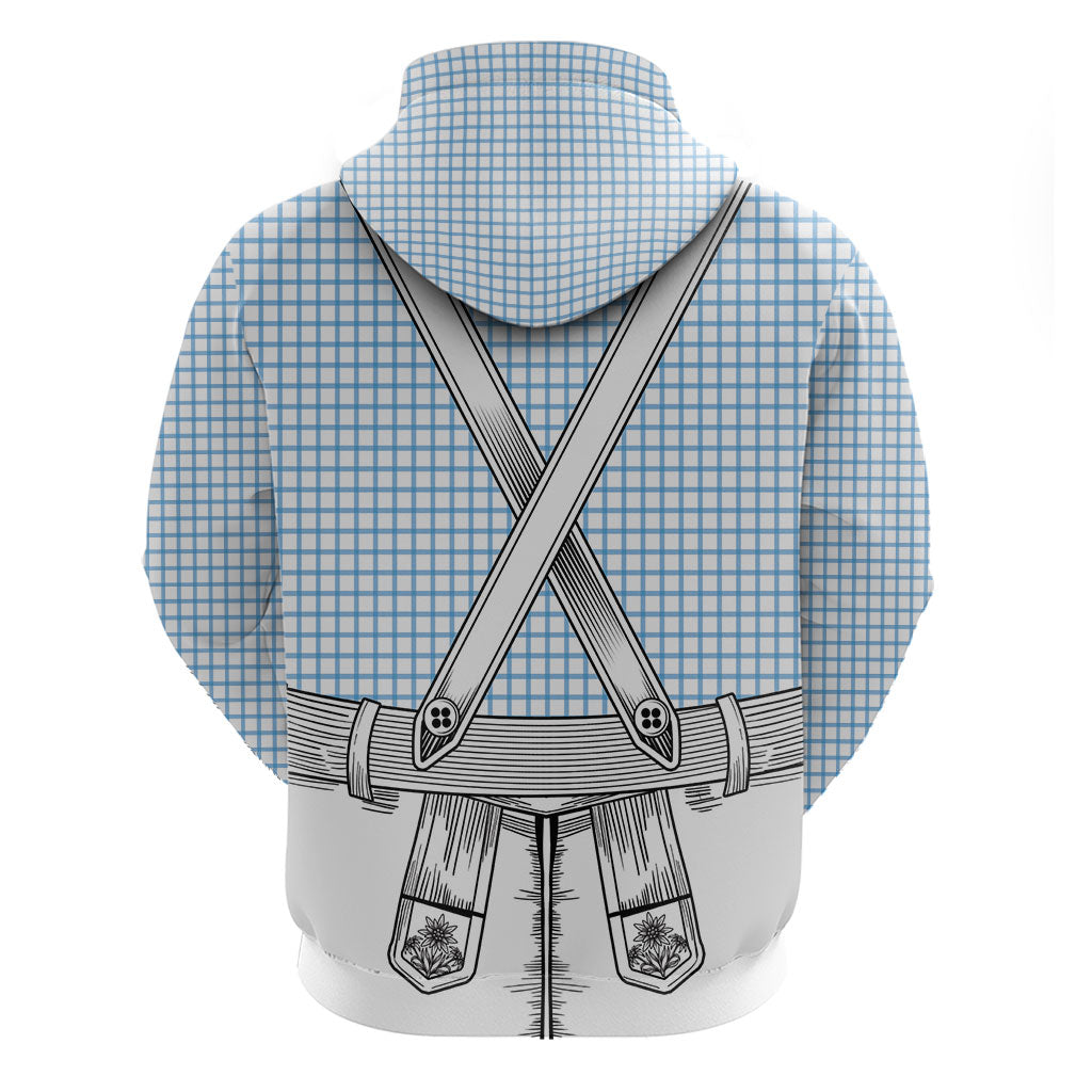 Oktoberfest Lederhosen Costume Zip Hoodie Linocut Woodcut White Style