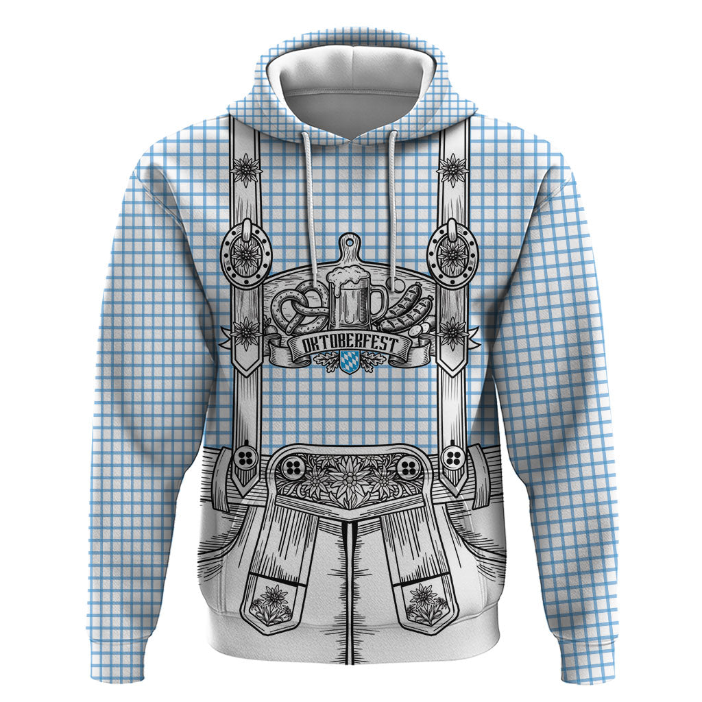 Oktoberfest Lederhosen Costume Zip Hoodie Linocut Woodcut White Style