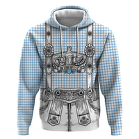 Oktoberfest Lederhosen Costume Zip Hoodie Linocut Woodcut White Style
