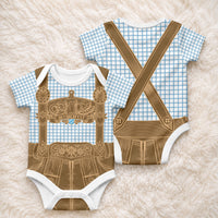 Oktoberfest Lederhosen Costume Baby Onesie Linocut Woodcut Brown Style