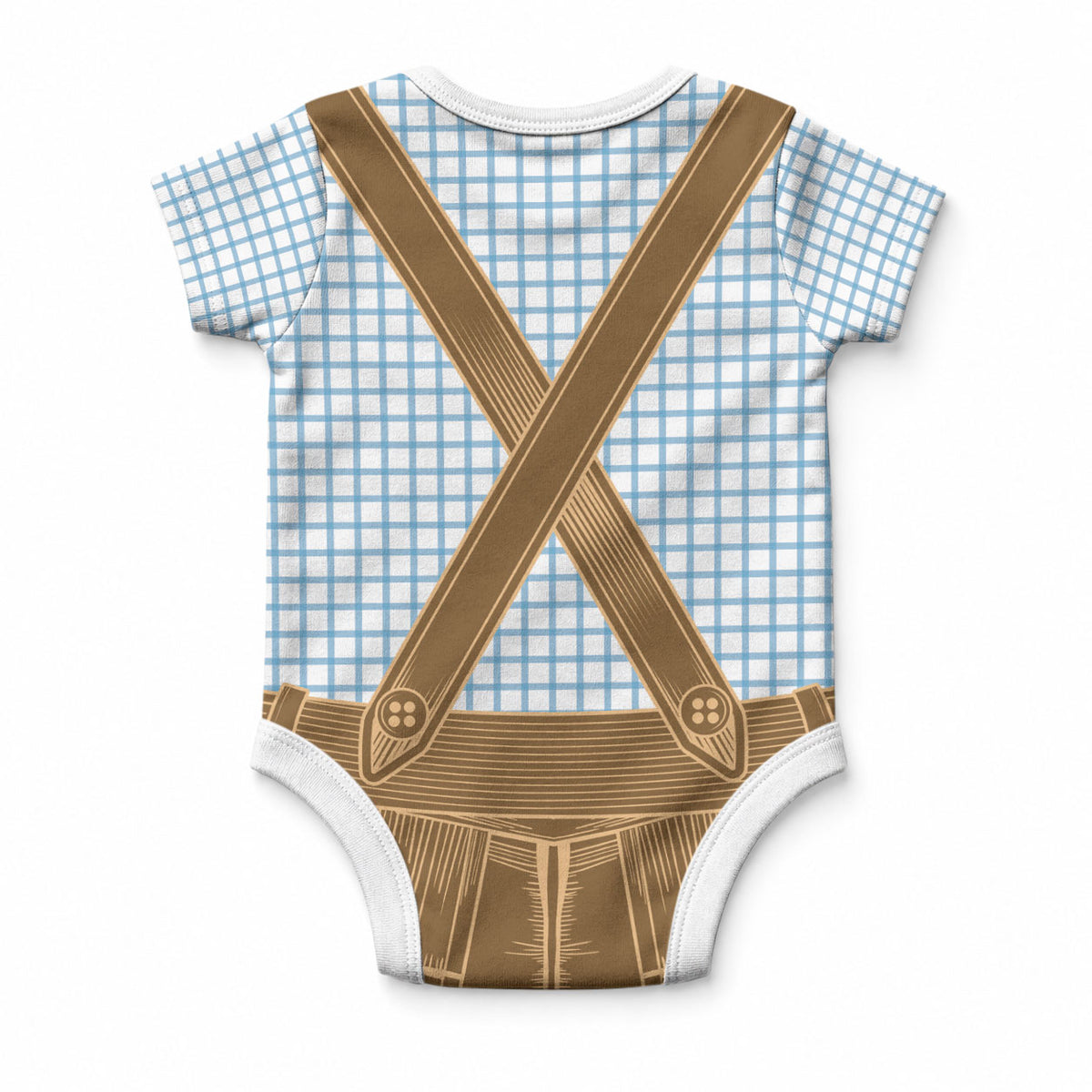 Oktoberfest Lederhosen Costume Baby Onesie Linocut Woodcut Brown Style