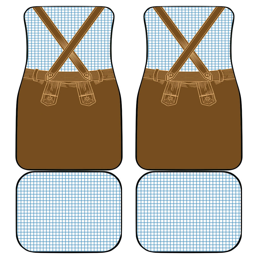 Oktoberfest Lederhosen Costume Car Mats Linocut Woodcut Brown Style