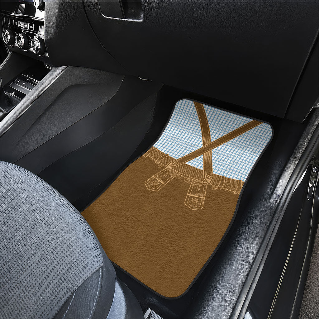 Oktoberfest Lederhosen Costume Car Mats Linocut Woodcut Brown Style
