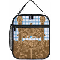 Oktoberfest Lederhosen Costume Lunch Bag Linocut Woodcut Brown Style