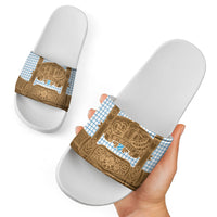 Oktoberfest Lederhosen Costume Slide Sandals Linocut Woodcut Brown Style