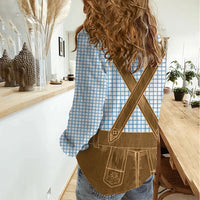 Oktoberfest Lederhosen Costume Women Casual Shirt Linocut Woodcut Brown Style