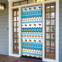 Oktoberfest Checklist Door Cover Pixel Beer Pretzel Sausage Bavarian Pattern