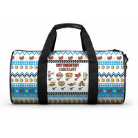 Oktoberfest Checklist Duffle Bag Pixel Beer Pretzel Sausage Bavarian Pattern