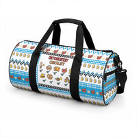 Oktoberfest Checklist Duffle Bag Pixel Beer Pretzel Sausage Bavarian Pattern