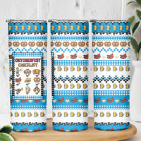Oktoberfest Checklist Skinny Tumbler Pixel Beer Pretzel Sausage Bavarian Pattern