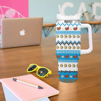 Oktoberfest Checklist Tumbler With Handle Pixel Beer Pretzel Sausage Bavarian Pattern