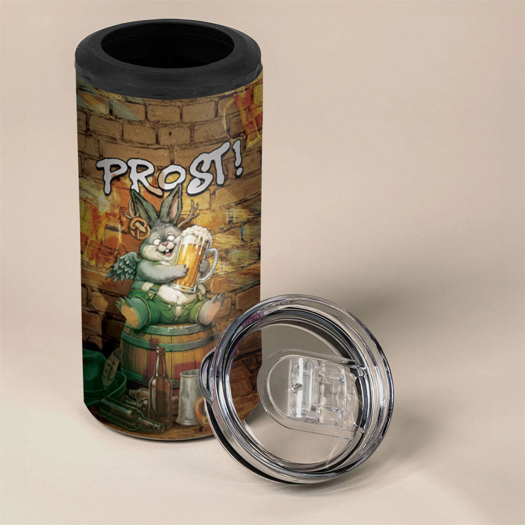 Oktoberfest Wolpertinger 4 in 1 Can Cooler Tumbler Prost Beer Horned Rabbit Pretzel Barrel