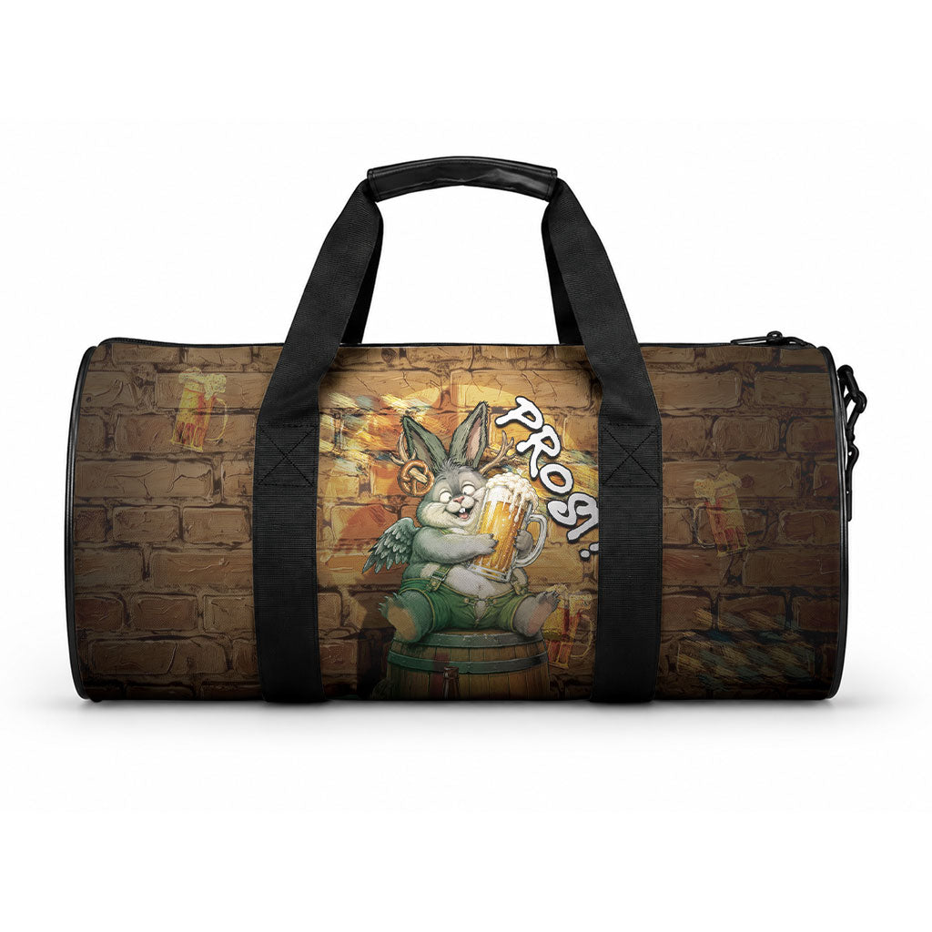 Oktoberfest Wolpertinger Duffle Bag Prost Beer Horned Rabbit Pretzel Barrel