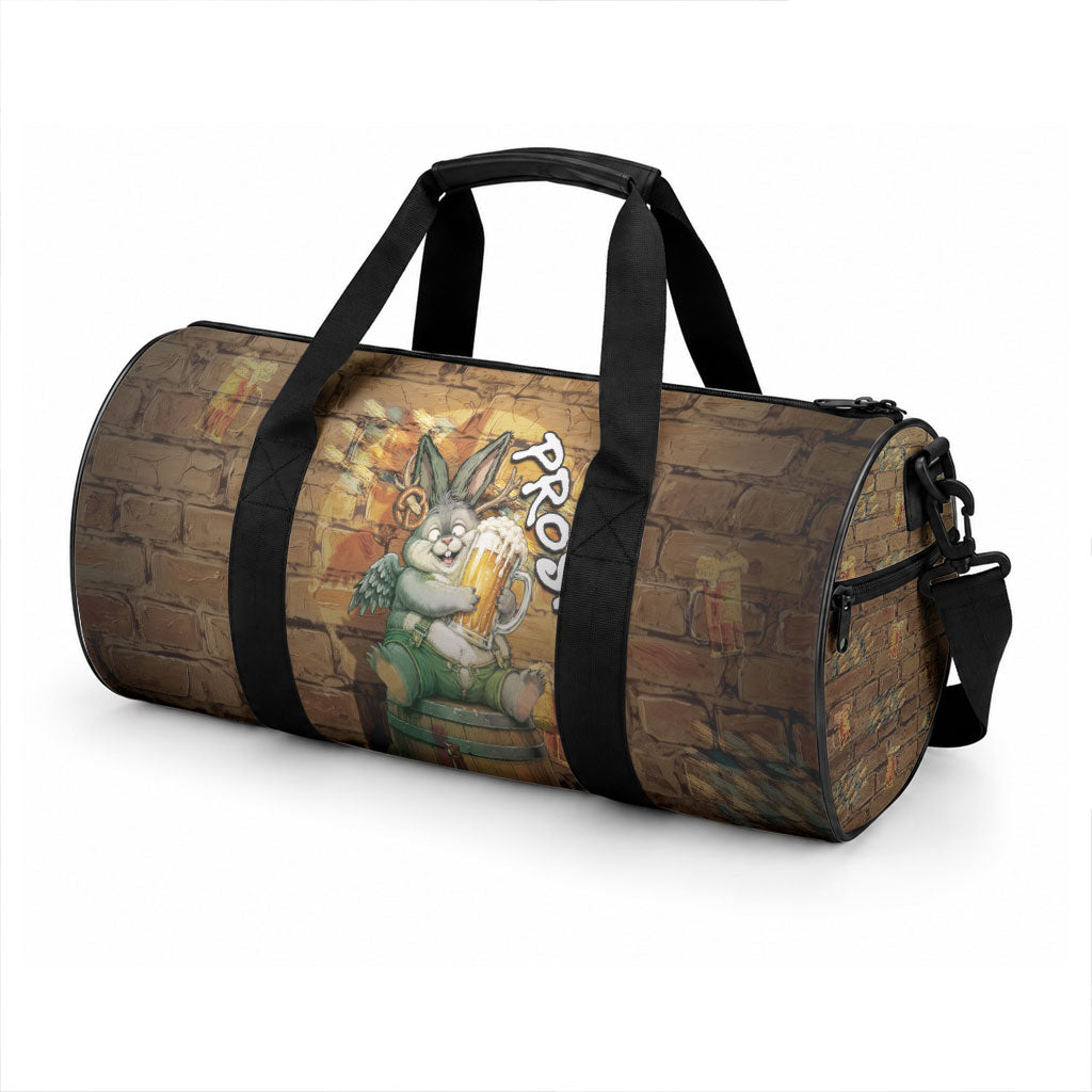 Oktoberfest Wolpertinger Duffle Bag Prost Beer Horned Rabbit Pretzel Barrel