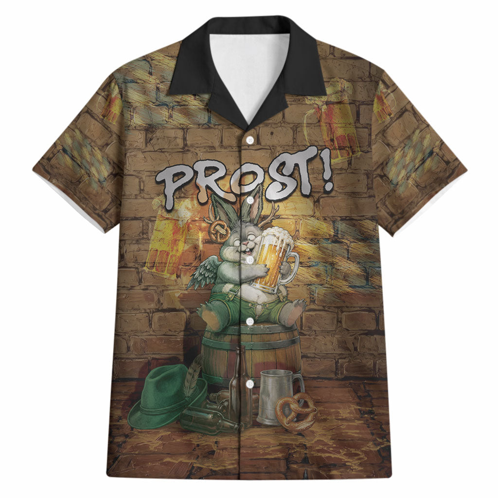 Oktoberfest Wolpertinger Hawaiian Shirt Prost Beer Horned Rabbit Pretzel Barrel