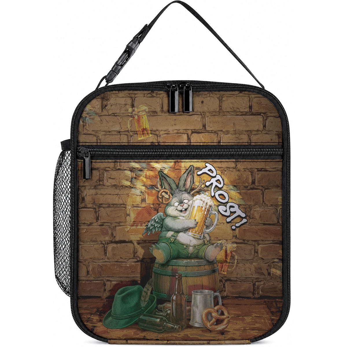 Oktoberfest Wolpertinger Lunch Bag Prost Beer Horned Rabbit Pretzel Barrel