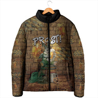 Oktoberfest Wolpertinger Padded Jacket Prost Beer Horned Rabbit Pretzel Barrel